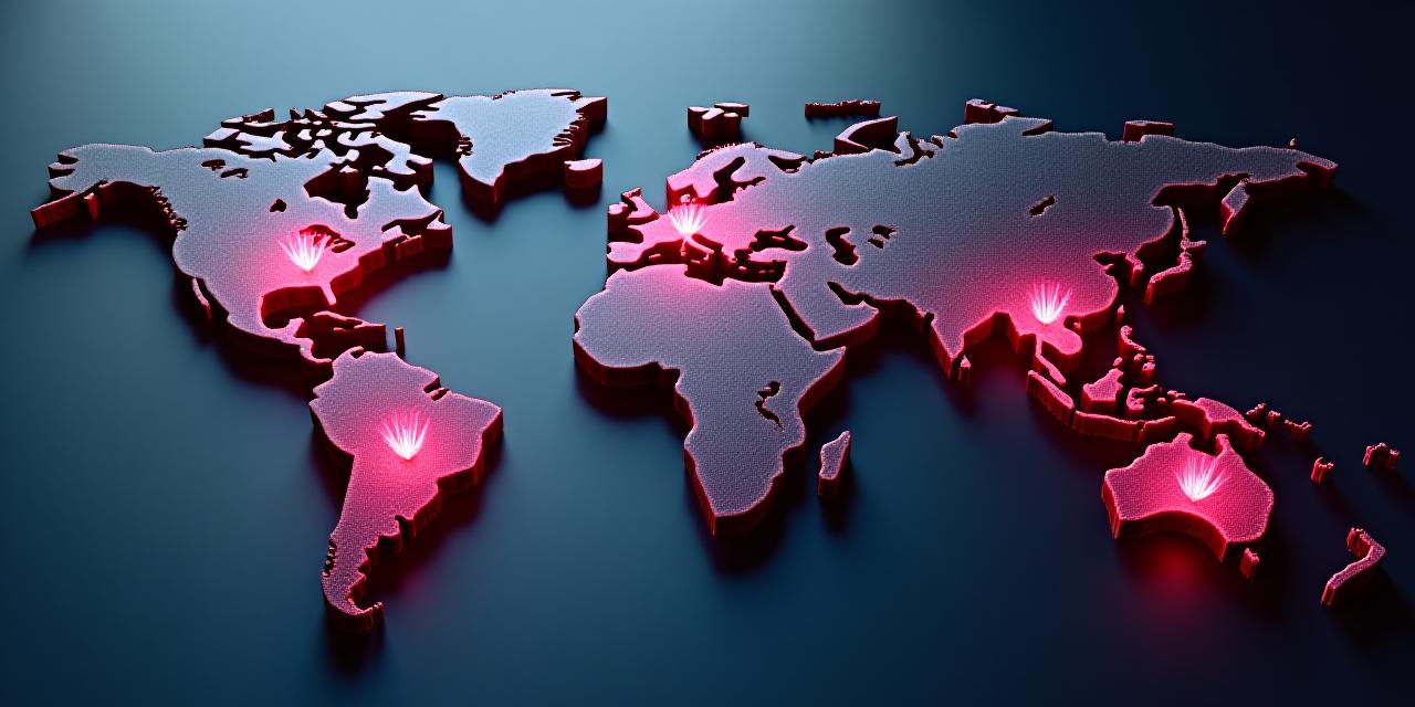 Stylized world map showing secure edge node locations in North America, Europe, Asia Pacific, and major strategic zones with low-ping indicators.