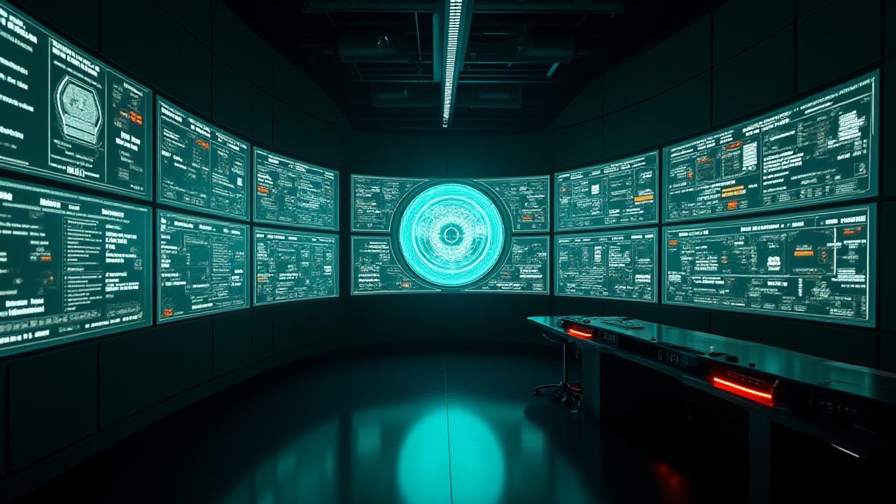 Futuristic Tactical HUD interface showing missile trajectory simulations and global heatmaps in a high-tech command center environment.